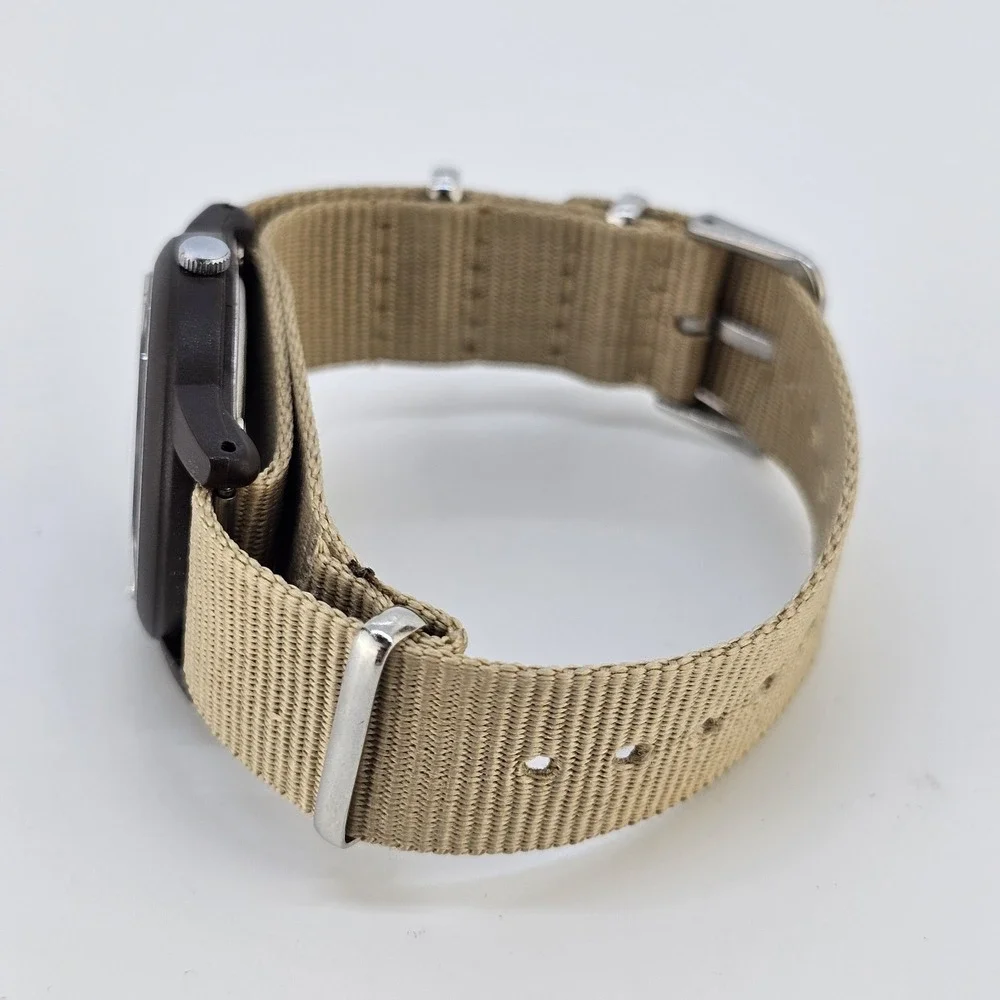 2011 Timex Camper Men Field Watch 34MM Black Dial New Tan Canvas Band NewBattery